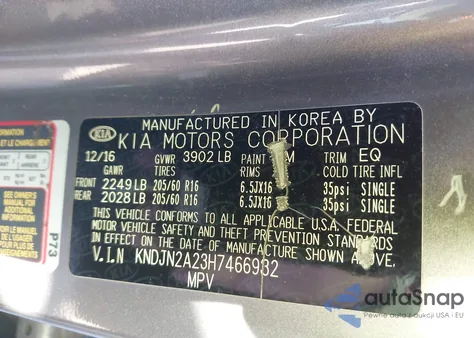 2017 Kia Soul из США, поврежденный, VIN KNDJN2A23H7466932